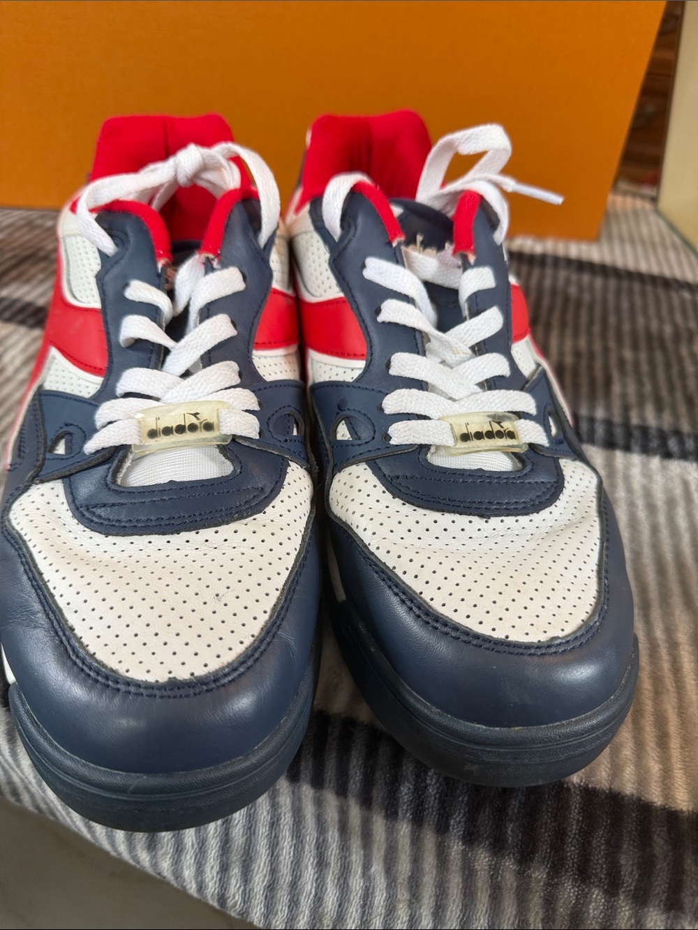 Diadora Leather Sneakers in Navy, White & Red
